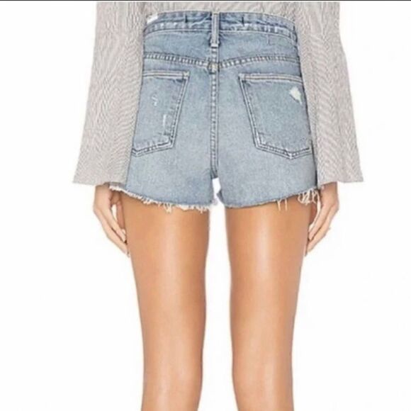 Lovers + Friends NWT Jack High Rise Distressed Denim Shorts Fairfax Blue Size 29 - Picture 6 of 8